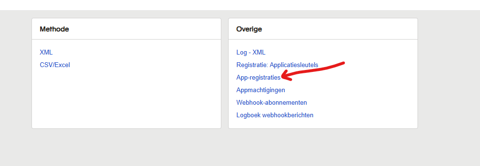 App registrations link under Other
